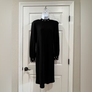 Vintage Adolfo New York Women’s Knee Length Black Wool Dress